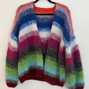 Rainbow Handmade Wool Mohair Cardigan
